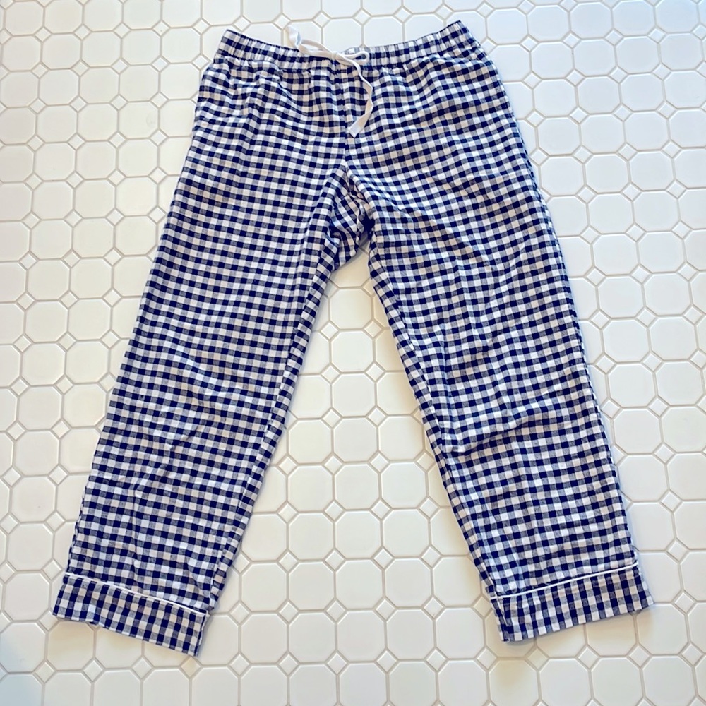 Petite Plume Women’s Navy Gingham Flannel Pajama Set